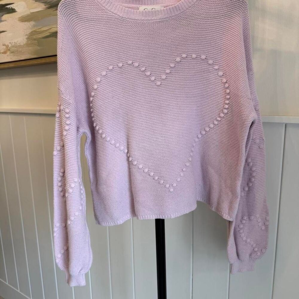 Pink Heart Knit Sweater
